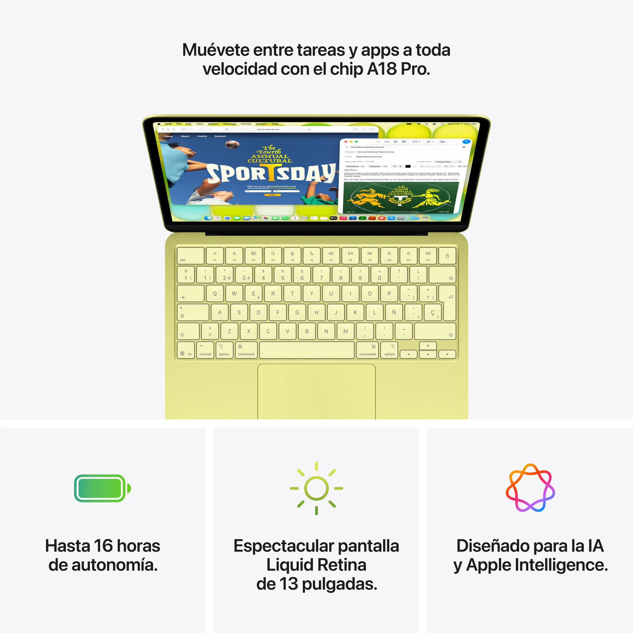 MACBOOK NEO 13" - Apple A18 Pro - Teclado QWERTY Español - Imagen 14